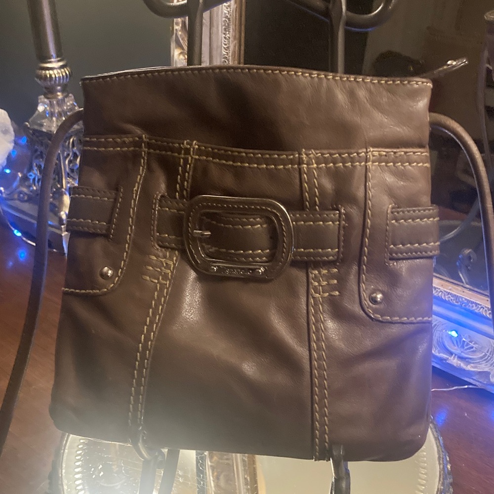Genuine Tignanello Classic  Chestnut Brown Leather Crossbody Bag